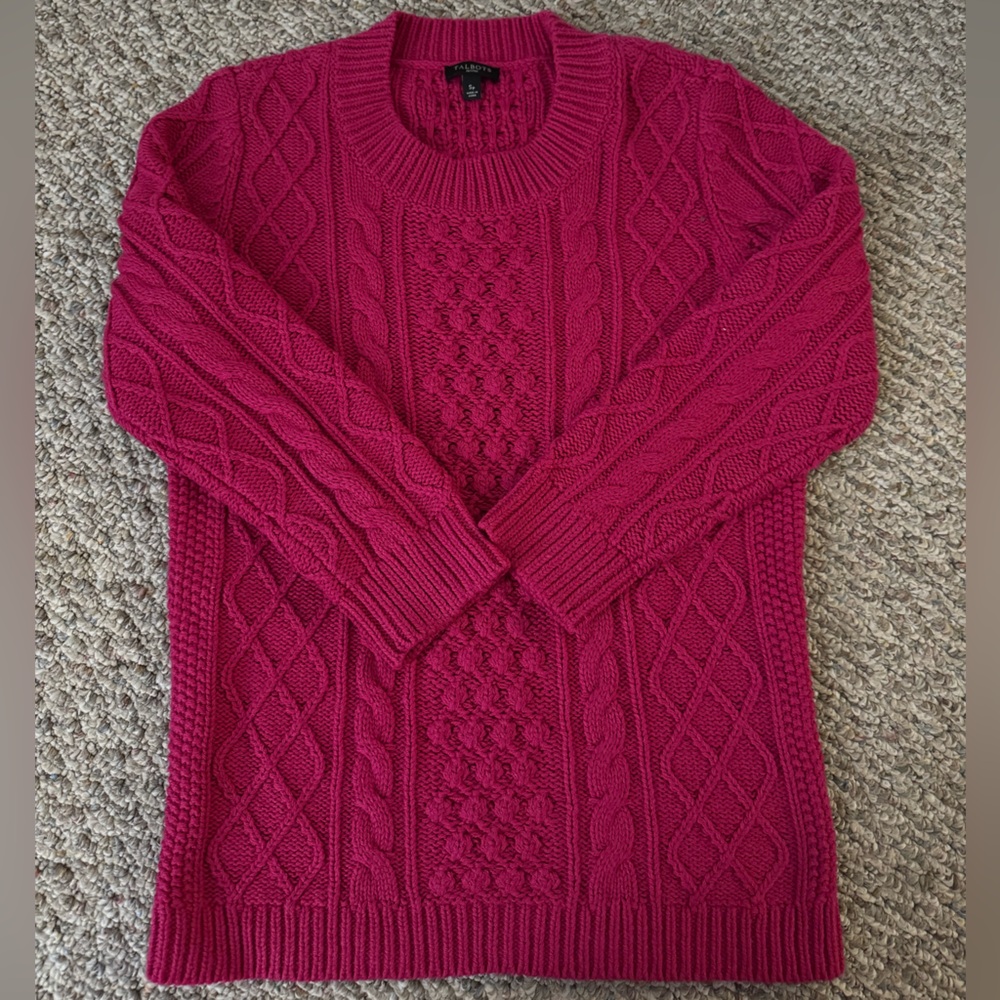 Talbots Fuchsia Cable Knit Sweater